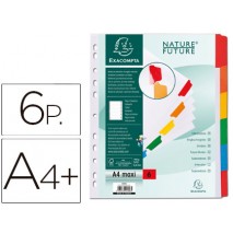 SEPARADOR EXACOMPTA CARTULINA JUEGO DE 6 SEPARADORES DIN A4+MULTITALADRO COLOR BLANCO