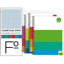 BLOC ESPIRAL LIDERPAPEL FOLIO DREAM TAPA EXTRADURA 80 H 80G MILIMETRADO COLORES SURTIDOS