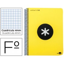 BLOC ESPIRAL LIDERPAPEL FOLIO ANTARTIK TAPA POLIPROPILENO 80H 100G CUADRO 4MM CON MARGENCOLOR AMARIL