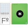 BLOC ESPIRAL LIDERPAPEL FOLIO ANTARTIK TAPA POLIPROPILENO 80H 100G CUADRO 4MM CON MARGENCOLOR VERDE