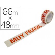 CINTA ADHESIVA POLIPROPILENO BLANCA 66 M X 48 MM PARA EMBALAJE MUY FRAGIL PACK DE 6 UNIDADES