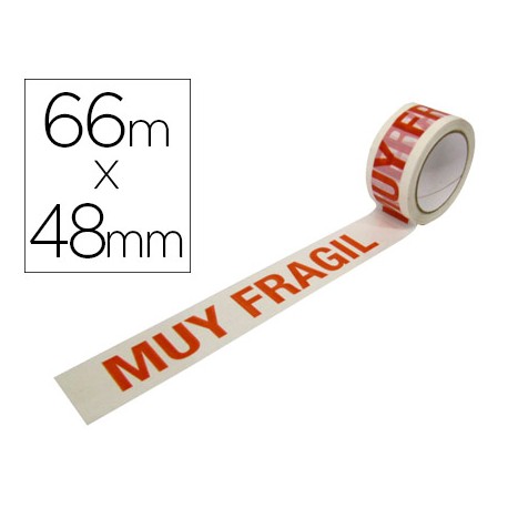 CINTA ADHESIVA POLIPROPILENO BLANCA 66 M X 48 MM PARA EMBALAJE MUY FRAGIL PACK DE 6 UNIDADES