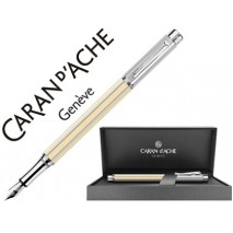 PLUMA CARAN D'ACHE VARIUS LACA CHINA IVORY PLACADA RODIO PLUMIN ORO 18K RODIADO CON ESTUCHE PLUMIN M