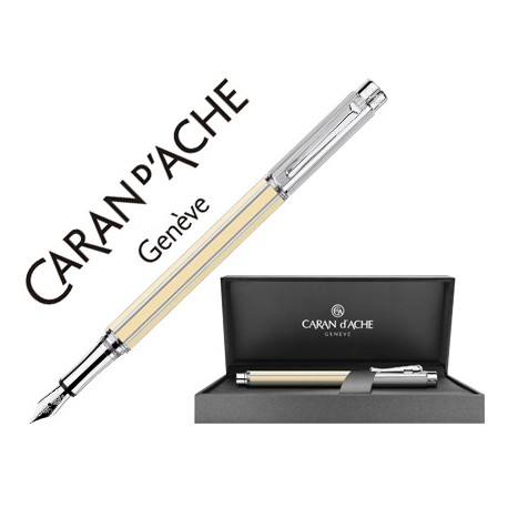 PLUMA CARAN D'ACHE VARIUS LACA CHINA IVORY PLACADA RODIO PLUMIN ORO 18K RODIADO CON ESTUCHE PLUMIN M