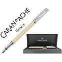 PLUMA CARAN D'ACHE VARIUS LACA CHINA IVORY PLACADA RODIO PLUMIN ORO 18K RODIADO CON ESTUCHE PLUMIN M