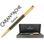 ROLLER CARAN D'ACHE VARIUS LACA CHINA NEGRA PLACADO ORO CON ESTUCHE PUNTA MEDIA