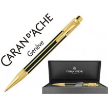 BOLIGRAFO CARAN D'ACHE VARIUS LACA CHINA NEGRA PLACADO ORO CON ESTUCHE PUNTA MEDIA