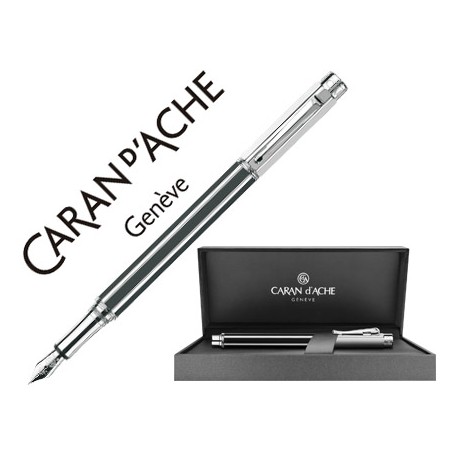 PLUMA CARAN D'ACHE VARIUS LACA CHINA NEGRA PLACADA RODIO PLUMIN ORO 18K RODIADO CON ESTUCHE PLUMIN M