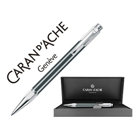 BOLIGRAFO CARAN D'ACHE VARIUS LACA CHINA NEGRA PLACADO RODIO CON ESTUCHE PUNTA MEDIA