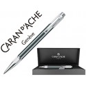 BOLIGRAFO CARAN D'ACHE VARIUS LACA CHINA NEGRA PLACADO RODIO CON ESTUCHE PUNTA MEDIA