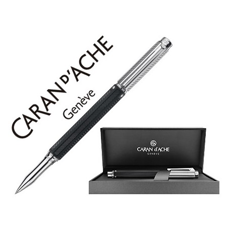 ROLLER CARAN D'ACHE VARIUS CUERPO CAUCHO NEGRO PLACADO RODIO CON ESTUCHE PUNTA MEDIA