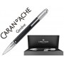 BOLIGRAFO CARAN D'ACHE VARIUS CUERPO CAUCHO NEGRO PLACADO RODIO CON ESTUCHE PUNTA MEDIA
