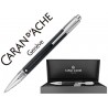 BOLIGRAFO CARAN D'ACHE VARIUS CUERPO CAUCHO NEGRO PLACADO RODIO CON ESTUCHE PUNTA MEDIA