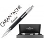 PORTAMINAS CARAN D'ACHE VARIUS 0,7 MM CUERPO CAUCHO NEGRO PLACADO RODIO CON ESTUCHE