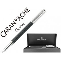 ROLLER CARAN D'ACHE VARIUS FIBRA DE CARBON 3000 NEGRO PLACADO RODIO CON ESTUCHE PUNTA MEDIA