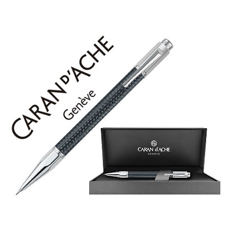 PORTAMINAS CARAN D'ACHE VARIUS 0,7 MM CUERPO FIBRA DE CARBON 3000 NEGRO PLACADO RODIO CON ESTUCHE