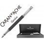 PLUMA CARAN D'ACHE VARIUS IVANHOE COTA MALLA ACERO NEGRO PLACADA RODIO PLUMIN ORO 18K RODIADO CON ES