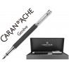 PLUMA CARAN D'ACHE VARIUS IVANHOE COTA MALLA ACERO NEGRO PLACADA RODIO PLUMIN ORO 18K RODIADO CON ES