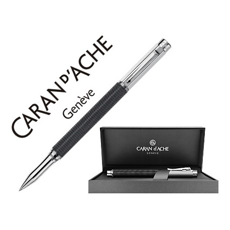 ROLLER CARAN D'ACHE VARIUS IVANHOE COTA DE MALLA ACERO NEGRO PLACADO RODIO CON ESTUCHE PUNTA MEDIA