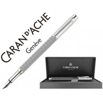 PLUMA CARAN D'ACHE VARIUS IVANHOE COTA MALLA ACERO GRIS PLACADA RODIO PLUMIN ORO 18K RODIADO CON EST