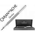 PLUMA CARAN D'ACHE VARIUS IVANHOE COTA MALLA ACERO GRIS PLACADA RODIO PLUMIN ORO 18K RODIADO CON EST