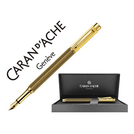 PLUMA CARAN D'ACHE VARIUS IVANHOE COTA MALLA CHAPADA ORO PLACADA RODIO PLUMIN ORO 18K CON ESTUCHE PL