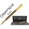 PLUMA CARAN D'ACHE VARIUS IVANHOE COTA MALLA CHAPADA ORO PLACADA RODIO PLUMIN ORO 18K CON ESTUCHE PL