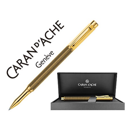 ROLLER CARAN D'ACHE VARIUS IVANHOE COTA DE MALLA CHAPADO ORO CON ESTUCHE PUNTA MEDIA