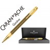 BOLIGRAFO CARAN D'ACHE VARIUS IVANHOE COTA DE MALLA CHAPADO ORO CON ESTUCHE PUNTA MEDIA