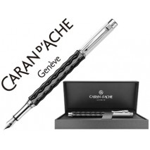PLUMA CARAN D'ACHE VARIUS CERAMIC BLACK PLACADA RODIO PLUMIN ORO 18K RODIADO CON ESTUCHE PLUMIN MEDI