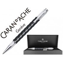 BOLIGRAFO CARAN D'ACHE VARIUS CERAMIC BLACK PLACADO RODIO CON ESTUCHE PUNTA MEDIA
