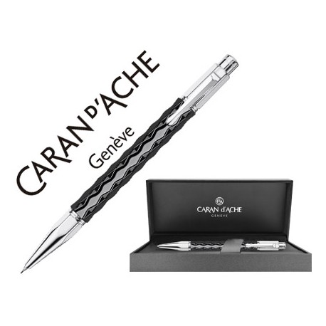 PORTAMINAS CARAN D'ACHE VARIUS 0,7 MM CERAMIC BLACK PLACADO RODIO CON ESTUCHE