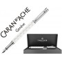 PLUMA CARAN D'ACHE VARIUS CERAMIC WHITE PLACADA RODIO PLUMIN ORO 18K RODIADO CON ESTUCHE PLUMIN MEDI