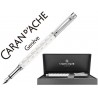 PLUMA CARAN D'ACHE VARIUS CERAMIC WHITE PLACADA RODIO PLUMIN ORO 18K RODIADO CON ESTUCHE PLUMIN MEDI
