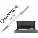 ROLLER CARAN D'ACHE IVANHOE VARIUS CERAMIC WHITE PLACADO RODIO CON ESTUCHE PUNTA MEDIA