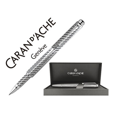 ROLLER CARAN D'ACHE RNX.316 FIBER ACERO INOX GRABADA EN URDIMBRE A LASER CON ESTUCHE PUNTA MEDIA