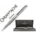 ROLLER CARAN D'ACHE RNX.316 FIBER ACERO INOX GRABADA EN URDIMBRE A LASER CON ESTUCHE PUNTA MEDIA