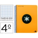 BLOC ESPIRAL LIDERPAPEL CUARTO ANTARTIK TAPA POLIPROPILENO 80 H 100G CUADRO4MM CON MARGEN NARANJA FL