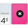 BLOC ESPIRAL LIDERPAPEL CUARTO ANTARTIK TAPA POLIPROPILENO 80 H 100G CUADRO4MM CON MARGEN ROSA FLUOR