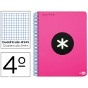 BLOC ESPIRAL LIDERPAPEL CUARTO ANTARTIK TAPA POLIPROPILENO 80 H 100G CUADRO4MM CON MARGEN ROSA FLUOR