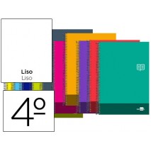 BLOC ESPIRAL LIDERPAPEL CUARTO DISCOVER TAPA CARTONCILLO 80 H 80G LISO SIN MARGEN COLORES SURTIDOS