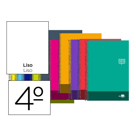 BLOC ESPIRAL LIDERPAPEL CUARTO DISCOVER TAPA CARTONCILLO 80 H 80G LISO SIN MARGEN COLORES SURTIDOS