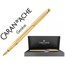 PLUMA CARAN D'ACHE MADISON CISELE CHAPADA ORO PLUMIN ORO 18K CON ESTUCHE PLUMIN MEDIO