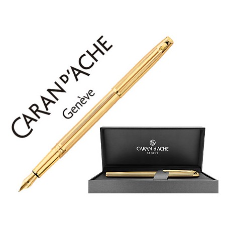 PLUMA CARAN D'ACHE MADISON CISELE CHAPADA ORO PLUMIN ORO 18K CON ESTUCHE PLUMIN MEDIO