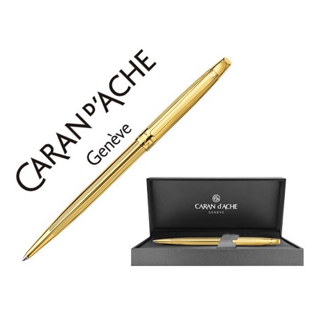 BOLIGRAFO CARAN D'ACHE MADISON CISELE CHAPADO ORO CON ESTUCHE PUNTA MEDIA