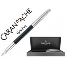 ROLLER CARAN D'ACHE MADISON BICOLOR LACA CHINA NEGRA Y PLATEADO RODIADO CON ESTUCHE PUNTA MEDIA