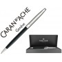 BOLIGRAFO CARAN D'ACHE MADISON BICOLOR LACA CHINA NEGRA Y PLATEADO RODIADO CON ESTUCHE PUNTA MEDIA