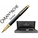 ROLLER CARAN D'ACHE LEMAN EBONY LACA CHINA NEGRA ADORNOS CHAPADOS ORO CON ESTUCHE PUNTA MEDIA