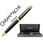 BOLIGRAFO CARAN D'ACHE LEMAN EBONY LACA CHINA NEGRA ADORNOS CHAPADOS ORO CON ESTUCHE PUNTA MEDIA