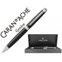 BOLIGRAFO CARAN D'ACHE LEMAN EBONY LACA CHINA NEGRA ADORNOS PLATEADOS RODIADOS CON ESTUCHE Y PUNTA M